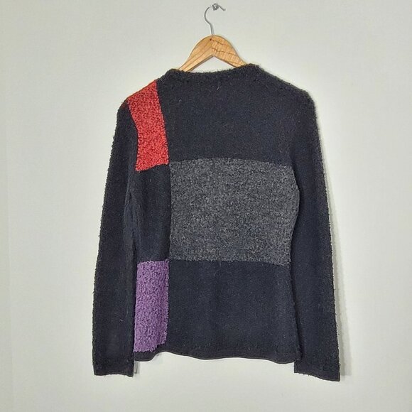 💕Orly Vintage Blend Color Block Wool Blend Cottage Cardigan Sweater 90s Cozy - Picture 7 of 10